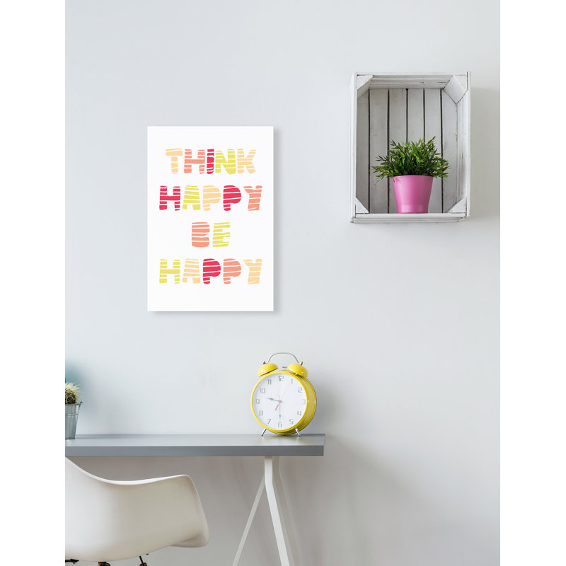 Art textuel sur les couleurs chaleureuses happy be be, H 15 po x l 10 po, Plaque murale