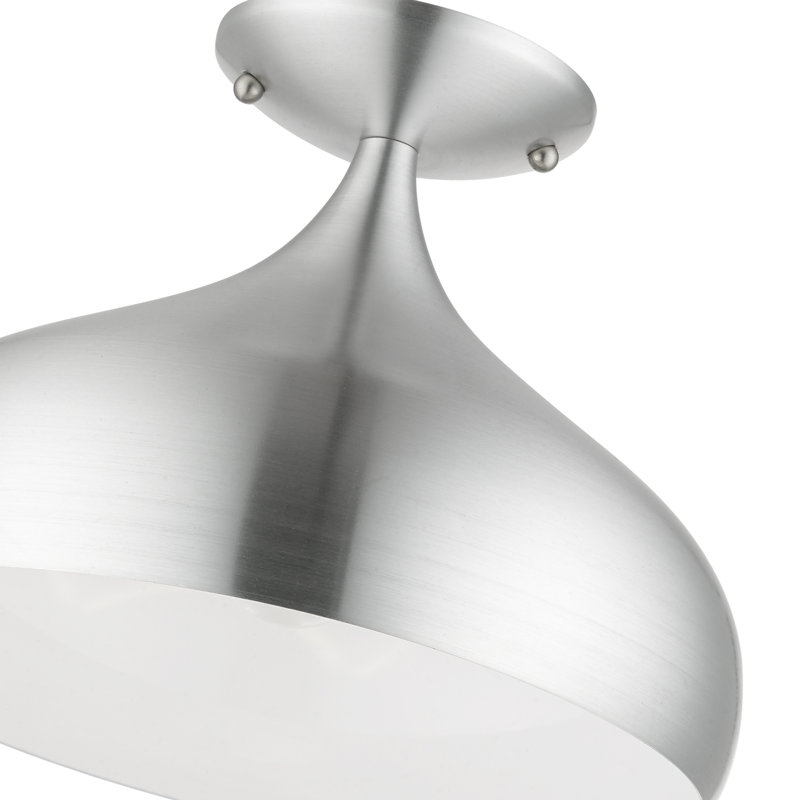 Plafonnier semi-encastré 1 lumière 11,75 po Fiddletown, Aluminium brossé