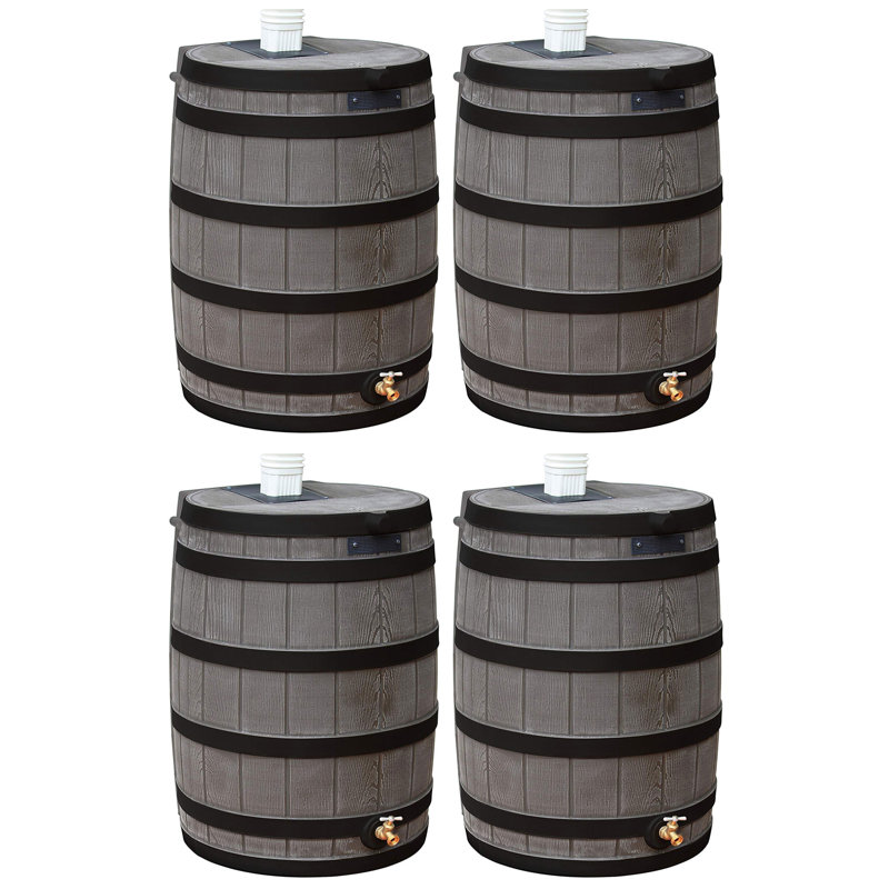 Good Ideas 50 Gallons Weather Resistant Polyethylene Drainable Dual Overflow Rain Barrel