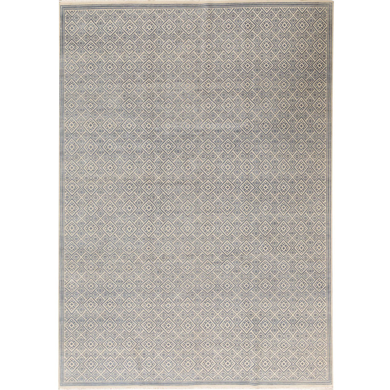 Geometric Area Rug in Light Gray/Ivory, Rectangle 7'10" x 10'1"