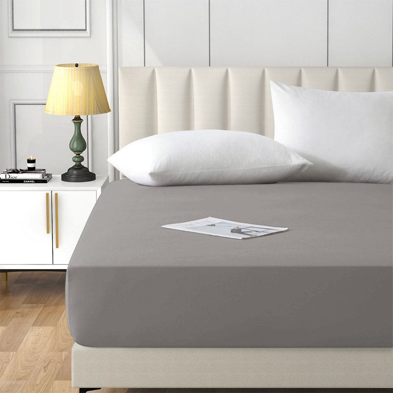 Brushed Microfiber 40cm Deep Fitted Bed Sheet, Kingsize (5'), Grey