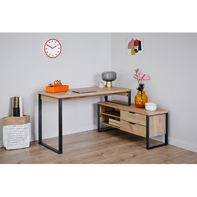 Francisque L-Shaped Metal Base Writing Desk