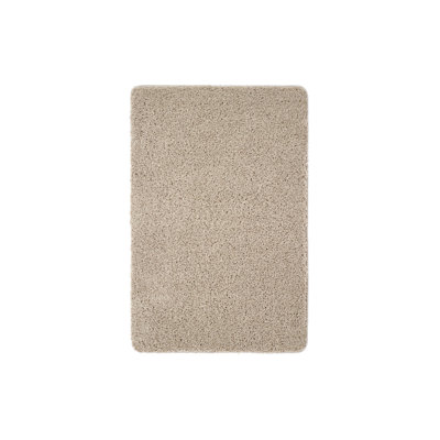Solid Colour Shaggy Area Rug Stone