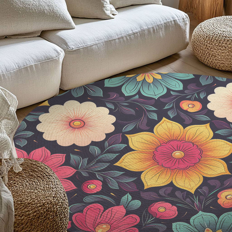 Tapis tressé Petal Symphony, Rond 5 pi