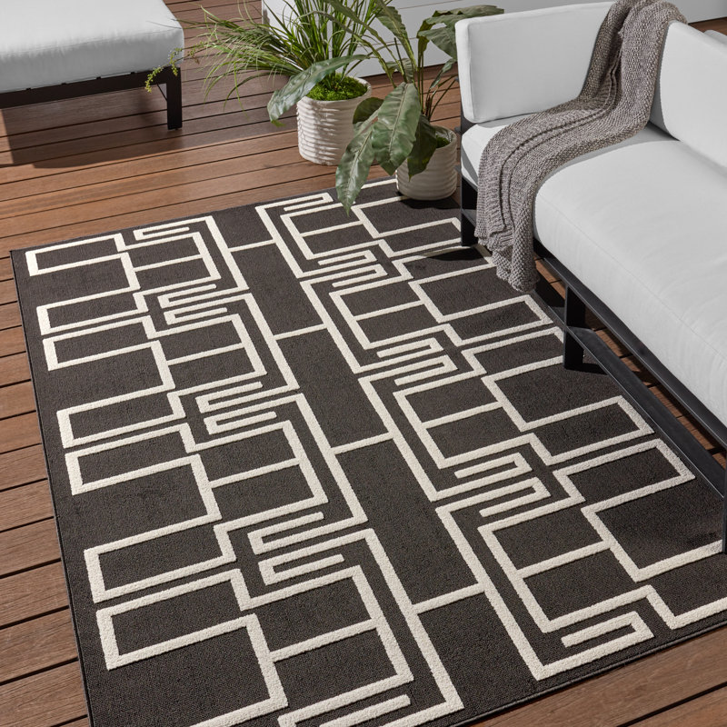 Tapis intérieur / extérieur rectangulaire Ethellee, Rectangle 5 pi 3 po x 7 pi 6 po