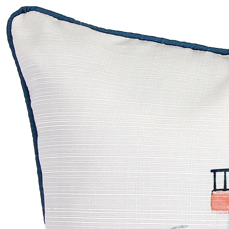 Red, White and Blue Nautical Lighthouse Embroidered Square Pillow