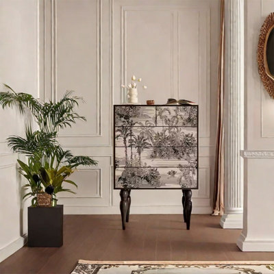 Versatile Pine Storage Cabinet with Five Drawers