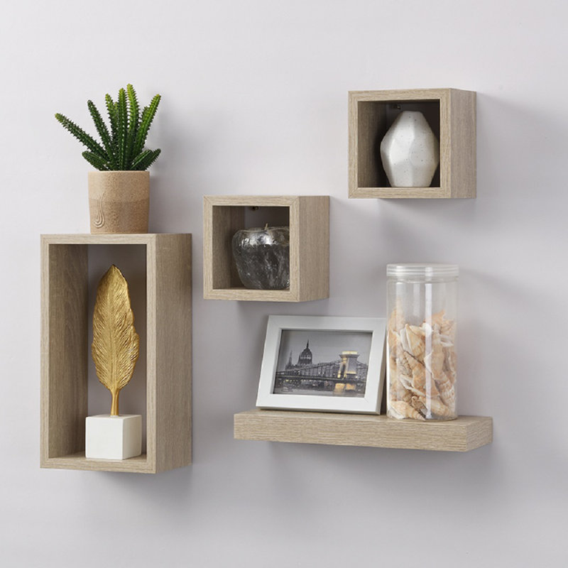 Adewale 4 Piece Floating Shelf, Oak