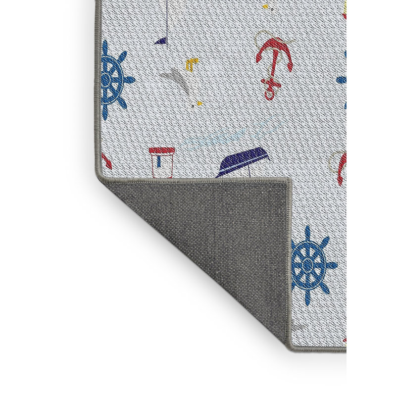 Tapis gris/bleu/rouge tissé à la machine, Rectangle 8 pi x 12 pi