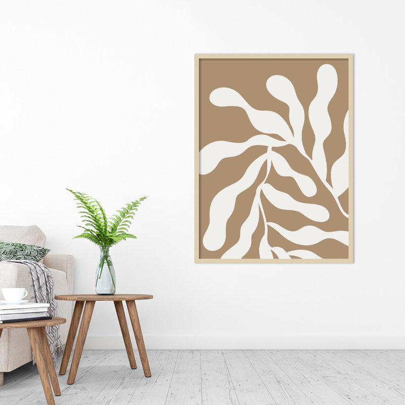 Erminia " Retro Matisse Inspired Abstract Botanical 1 Beige " by The Creative Bunch Studio, Brown, 41" H x 31" W x 1" D
