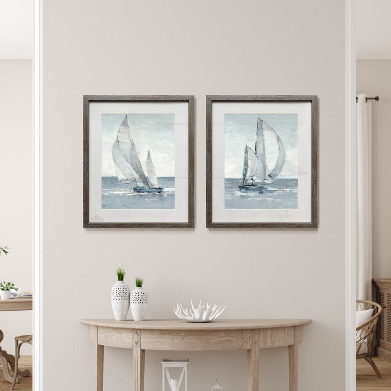«Gray Seas I», ensemble de 2 reproductions d'art sur papier encadrées