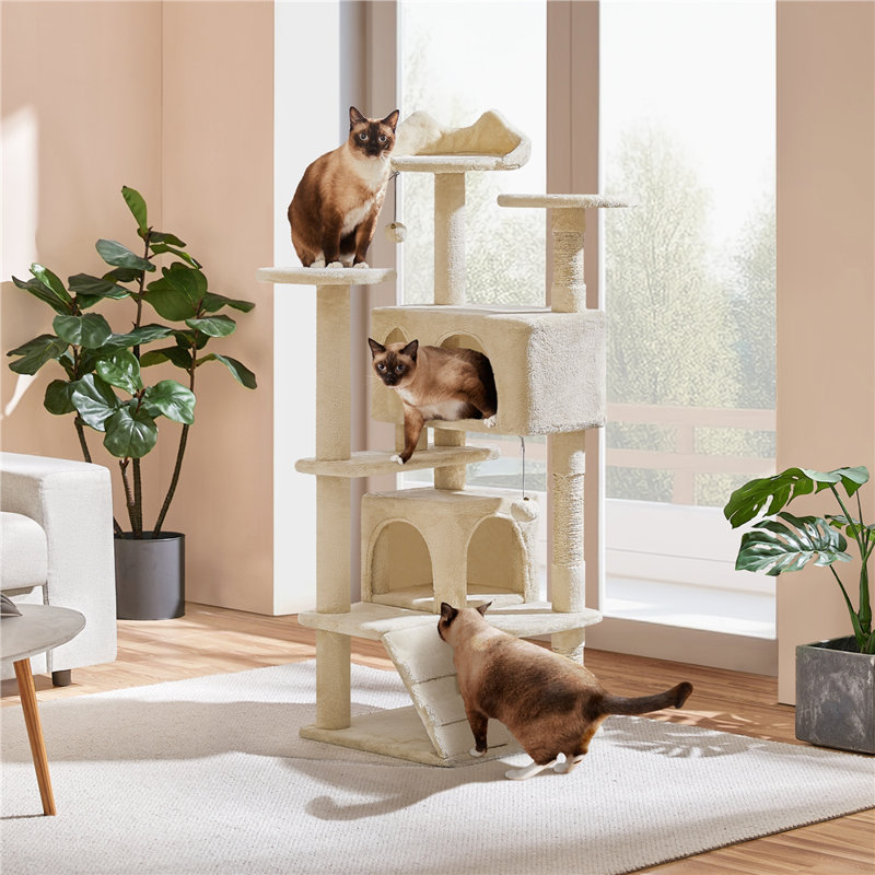 Multilevel Cat Tree Condo with Scratching Posts, Beige