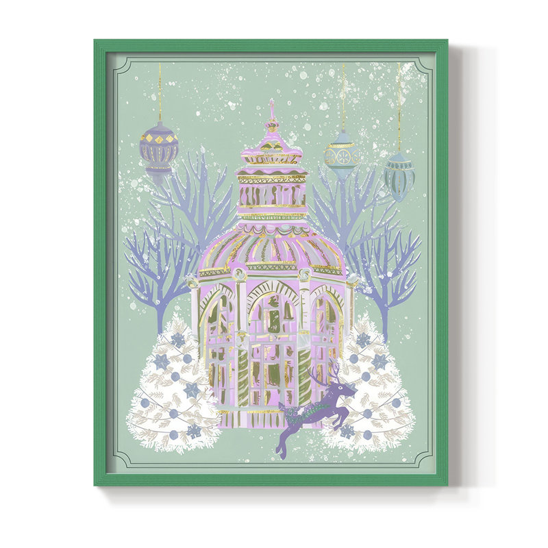 Winter Winter V, reproduction encadrée en bois massif, H 15 po x l 12 po, Cadre vert
