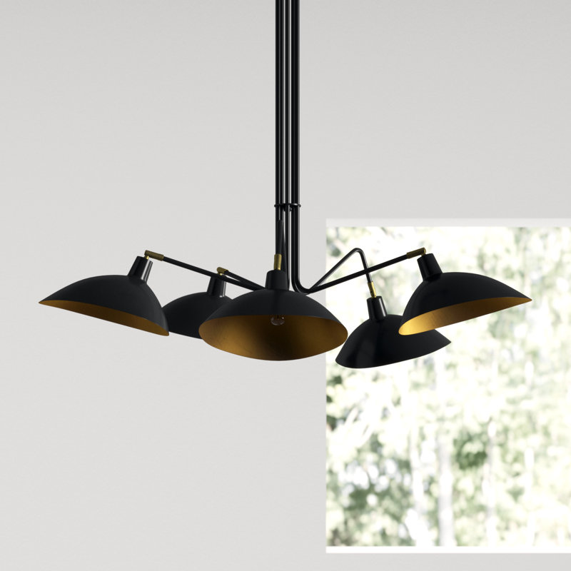 Lustre géométrique unique à 5 lumières Duke, Noir