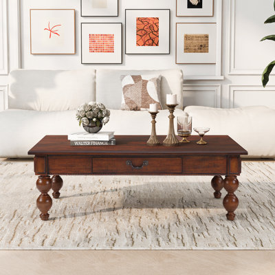 Table basse rectangulaire en bois avec tiroir de rangement