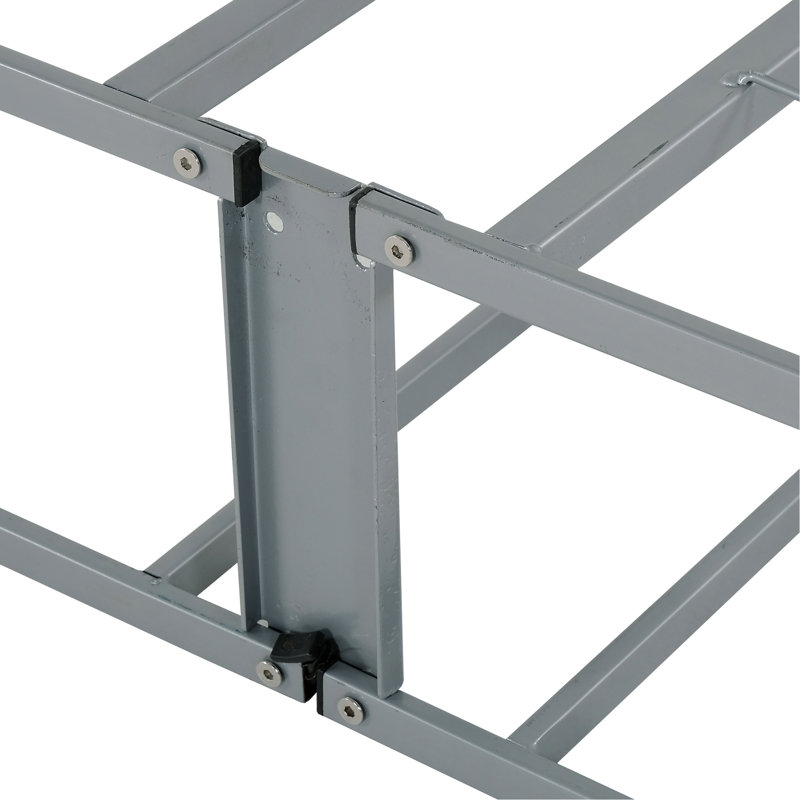9 po Base de lit pliable en métal, grand, gris, réglable avec revêtement en lin amovible, peut être placé sur le sol, peu encombrant et aspect élégant utilisé comme sommier, solution portative