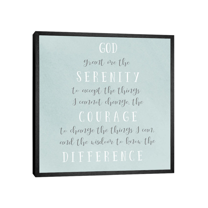 Serenity Prayer - Print on Canvas, 45.72 cm H x 45.72 cm W, Black Framed