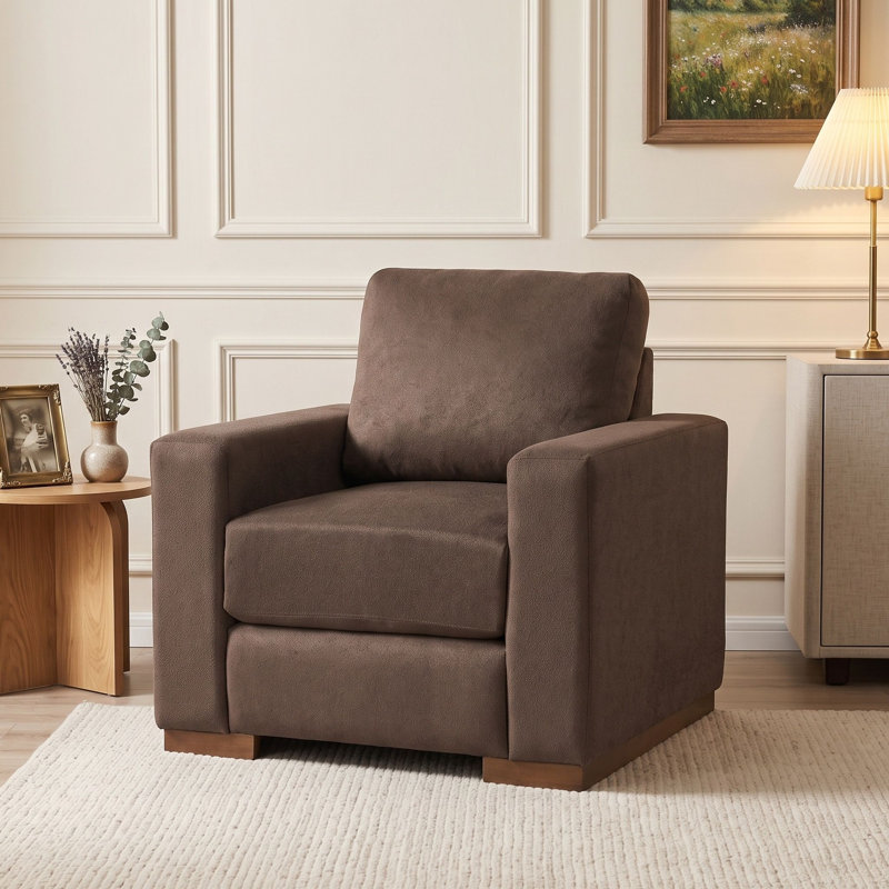 Fauteuil d'appoint carré rembourré, Brun