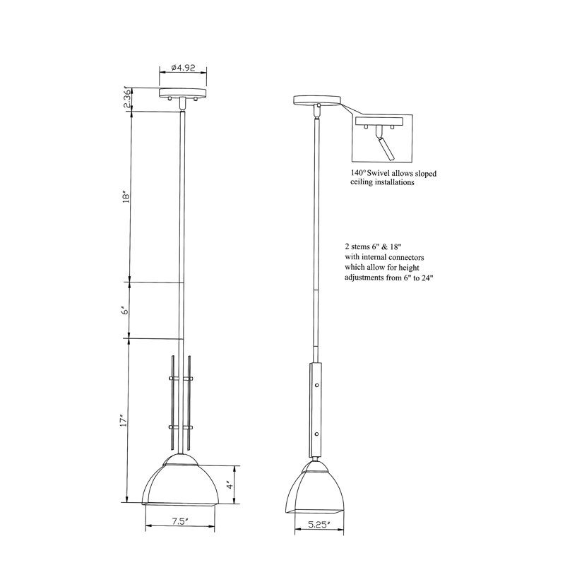Luminaire suspendu pour dôme simple 1 lumières Mcreynolds, Bronze antique