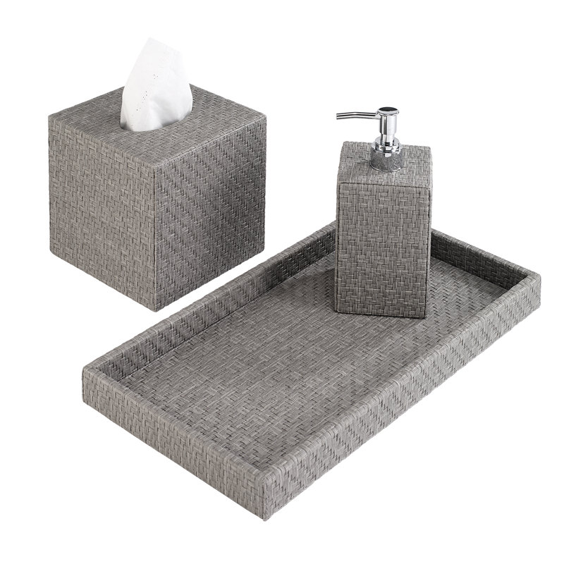 Wicker Soap Dispenser, Gray
