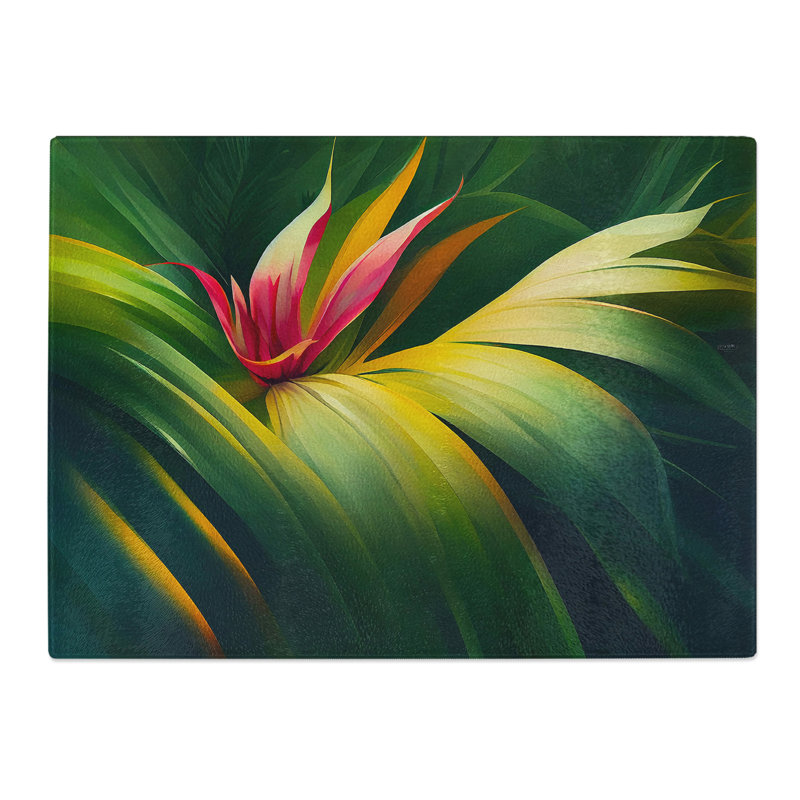 Unreal Tropical Flowers  Glass Chopping Board