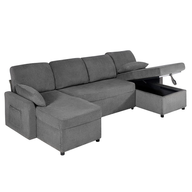 Baerl Upholstered 110'' Sleeper Sofa, Gray Linen