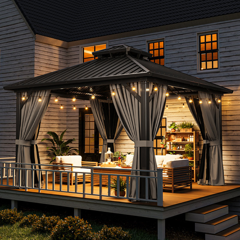 12 Ft. W X 12 Ft. D Patio Gazebo With Double Roof