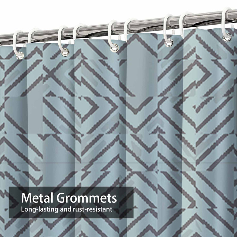 Rideau de douche moderne abstrait géométrique bleu avec 12 crochets, L 72 po x l 84 po