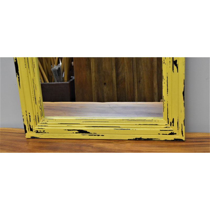 Miroir d'appoint biseauté traditionnel, Jaune / Noir