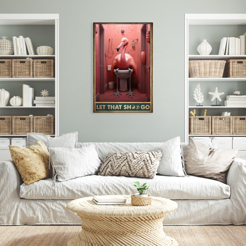 «Flamingo Let That Shoo Go», impression sur toile 1 pièce, H 36 po x l 24 po x P 1,25 po