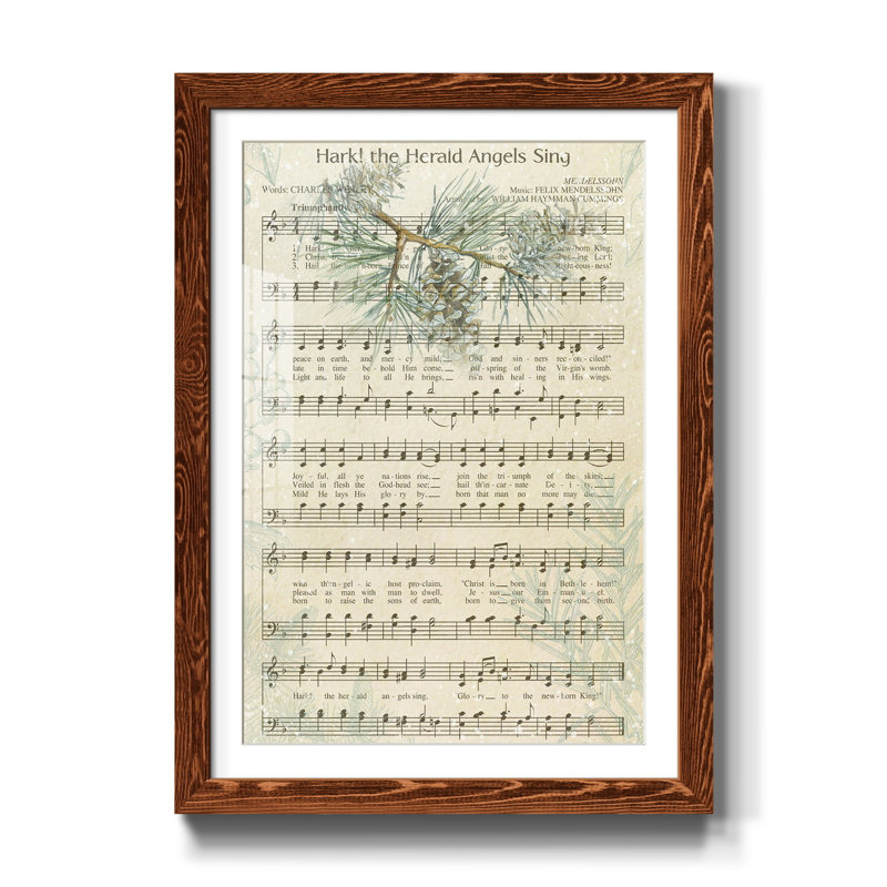 Angels Sing - Reproduction d'art textuel sur papier encadré, H 31,5 po x l 23,5 po x P 1,5 po, Érable