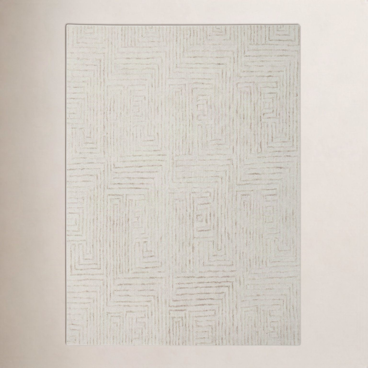 Kalise Hand-Tufted Geometric Wool Rug, Beige, Rectangle 5' x 8'