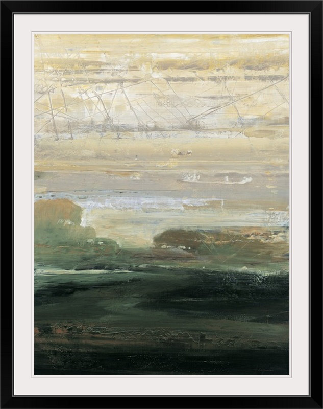 «Suffolk Trees I» par Simon Addyman, reproduction d'art abstrait, Cadre noir, H 32 po x l 26 po x P 1 po