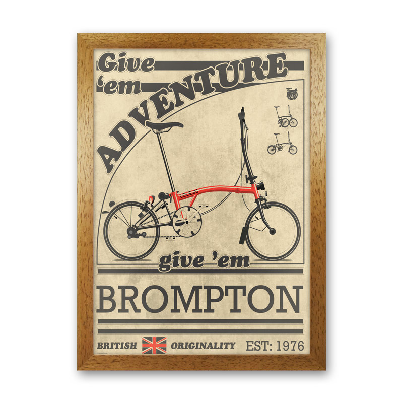 Brompton Adventure - Print, Oak Framed, 30cm H x 21cm W x 3cm D