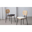 Modern Rattan Dining Chairs Upholstered Faux Leather Dining Room Chairs with Rattan Backrests and Metal Legs Armless Kitchen Chairs for Dining Room-1742314291