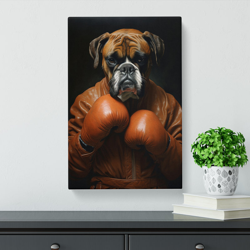 Boxer Dog Classicism Art - Wrapped Canvas, 76cm H x 50cm W x 3cm D
