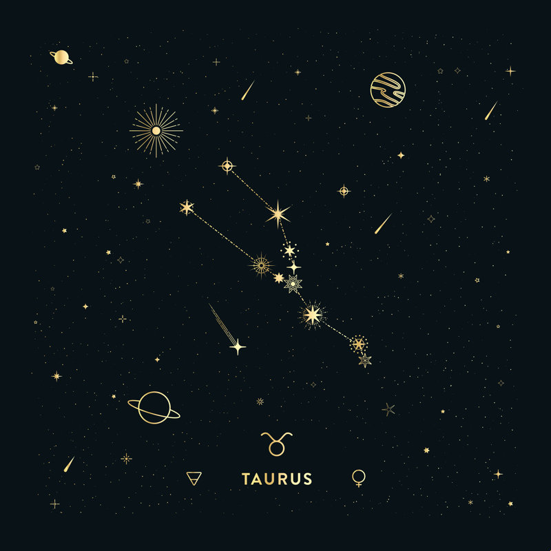 Constellation du Taureau en or, H 12 po x l 12 po