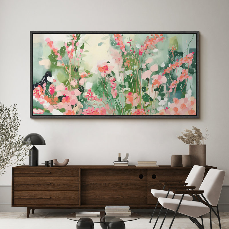 «Vibrant Wildflower Wildflower Whimsy Delicate Watercolor», reproduction sur toile encadrée, H 30 po x l 60 po