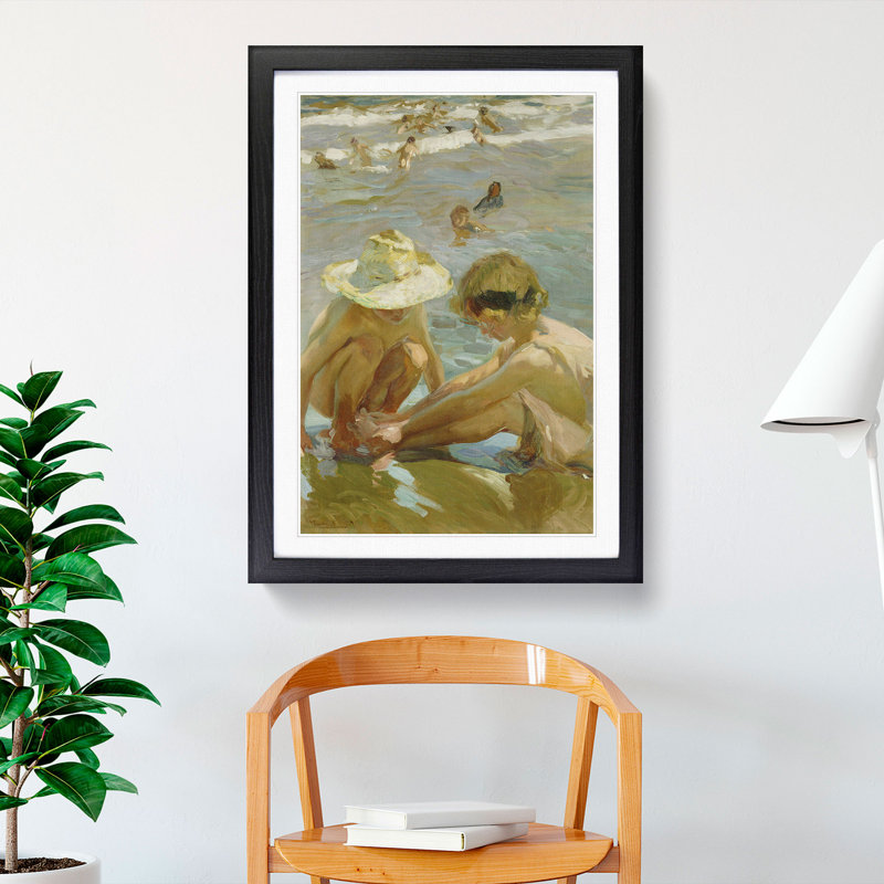 The Wounded Foot by Joaquin Sorolla Y Bastida - Picture Frame Painting, Black, 65cm H x 48cm W x 2cm D