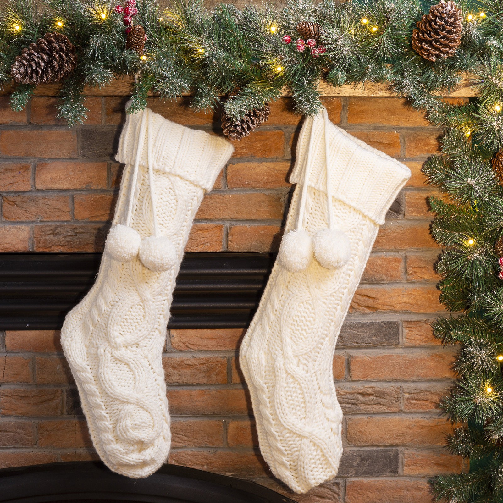 Knit Velvet Stocking, White