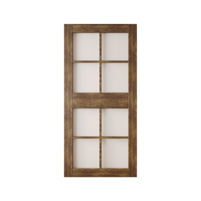 Porte de grange non assemblée et fini en verre noyer foncé 30 po x 84 po Homacer de 30 po x 84 po Homacer, usage intérieur seulement