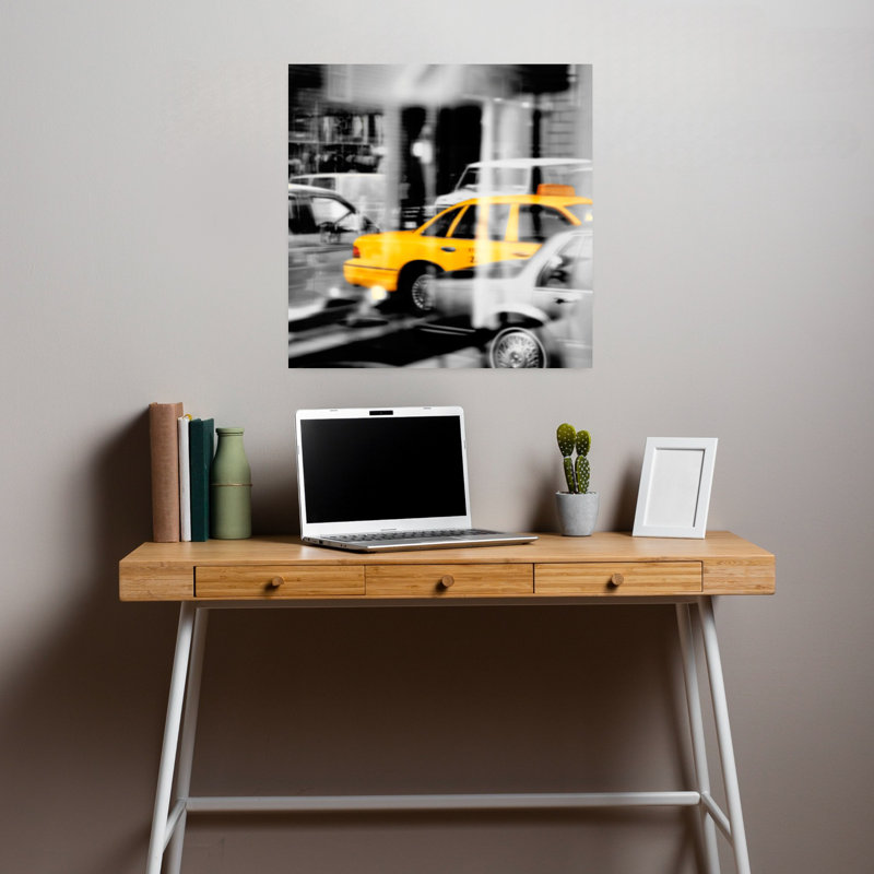 Art contemporain abstrait jaune, H 18 po x l 18 po