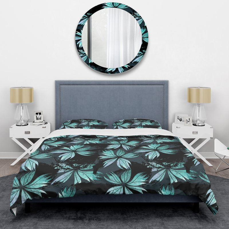 Aquarelle fleurs bleues - ensemble de housse de couette floral - polyester microfibre