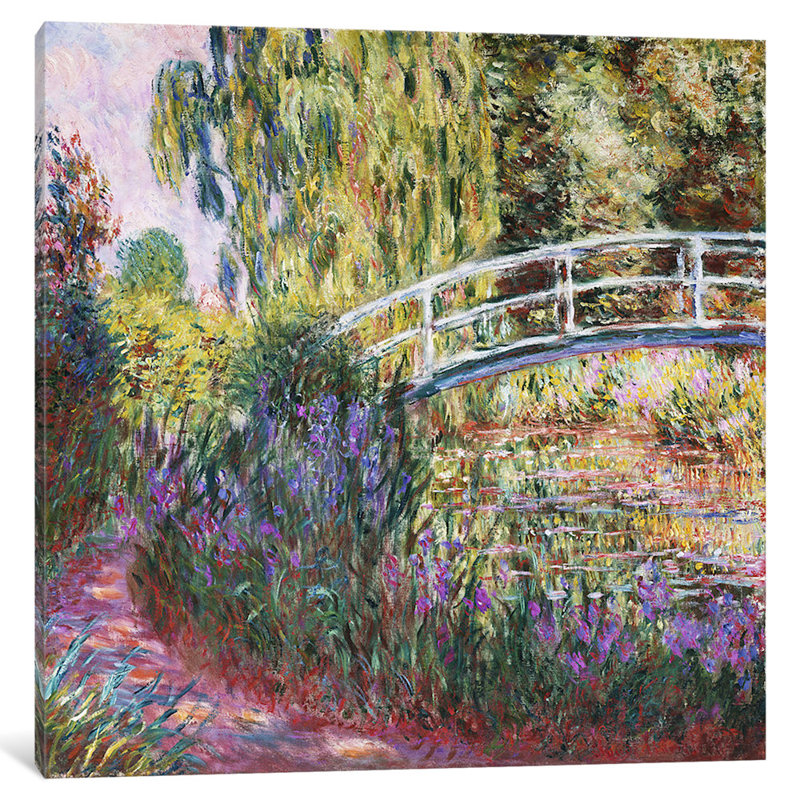 «The Japanese Bridge» par Claude Monet, reproduction, H 18 po x l 18 po x P 1,5 po, Toile avec cadre en bois classique
