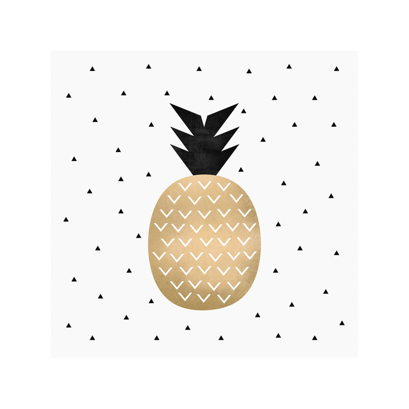 Golden Pineapple by Elisabeth Fredriksson - Wrapped Canvas Print