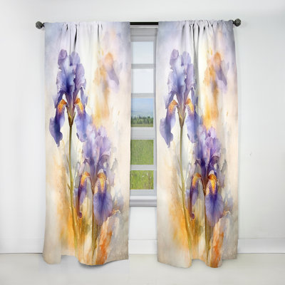 Brentview Purple Yellow Impression Of Iris - Traditional Curtain - Velvet Room Darkening - 1 Panel