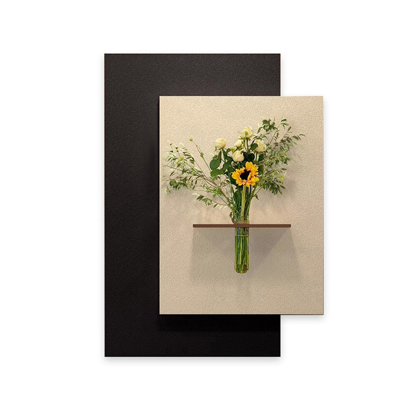 Art mural moderne en grès de style Mid-Century pour hall d'entrée, décor double couche rectangulaire avec vase de culture aquatique à faire soi-même (sans plantes)