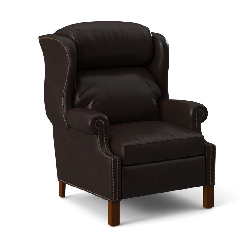 Chippendale Recliner, #9 Natural, Outsider Raven Genuine Leather, Plantation