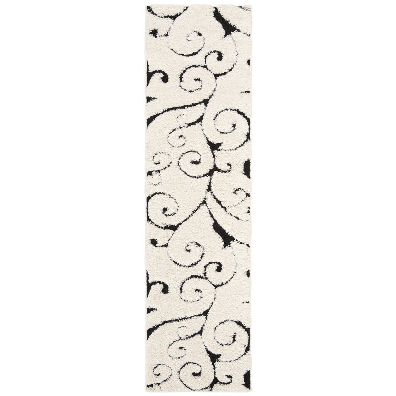 Tapis ivoire à poils longs Chanhassen, Tapis de couloir 2 pi 3 po x 8 pi