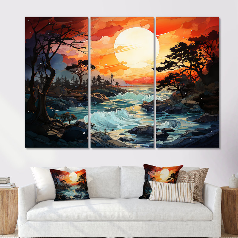 «Storms Sunrise Landscape II - Storms», ensemble d'art mural sur toile, Toile tendue, H 40 po x l 60 po x P 1 po